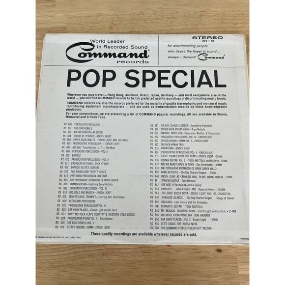 Command Records Pop Special Vinyl LP Record CPS 1-S.D. Vintage Album - Picture 4 of 4